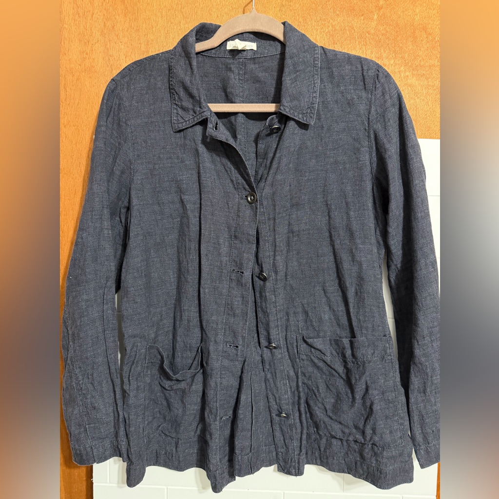Eileen Fisher Denium Colored Utility Jacket 100% Organic Cotton Small